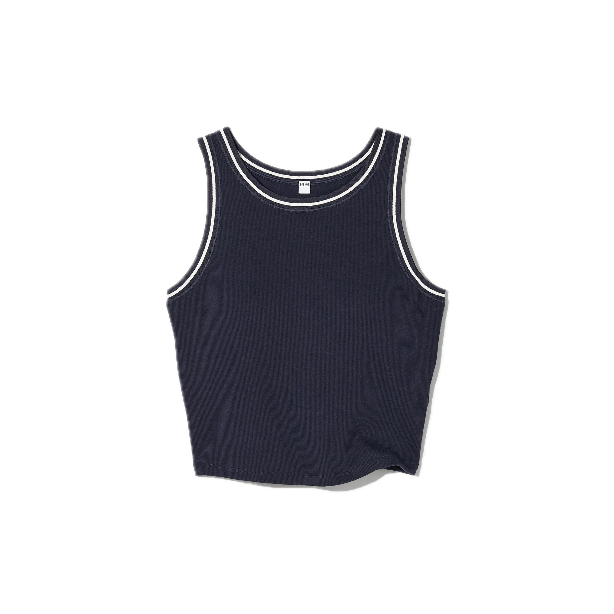 Geribde Cropped Bh-Tanktop (Streep) van Uniqlo